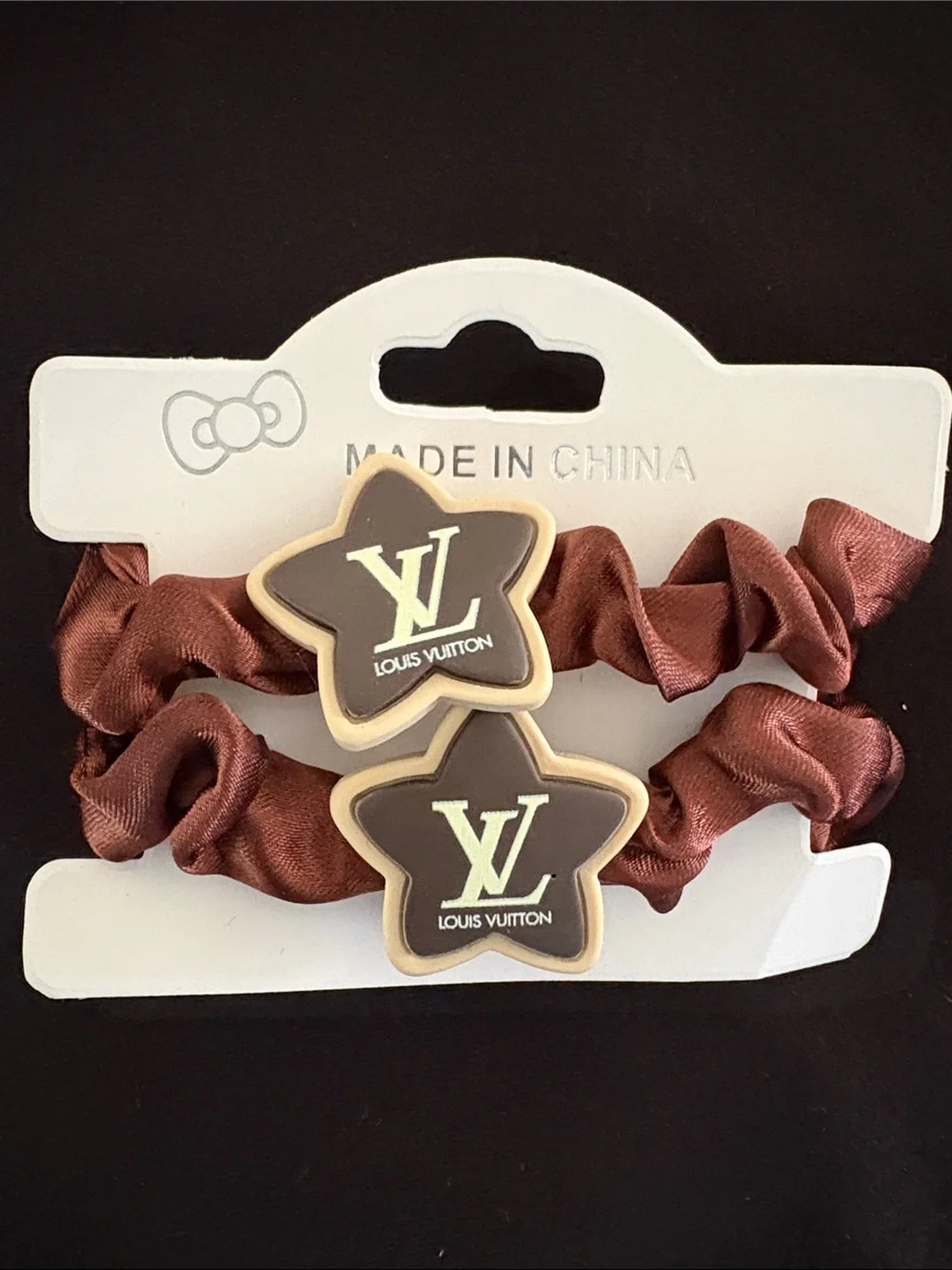 Fashion Satin Star and Round Scrunchie Set in Browns and Black